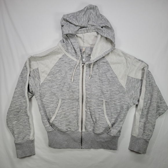 FP Movement by Free People Sweaters - FP Movement by Free People Gray and White Hoodie Sweater Medium